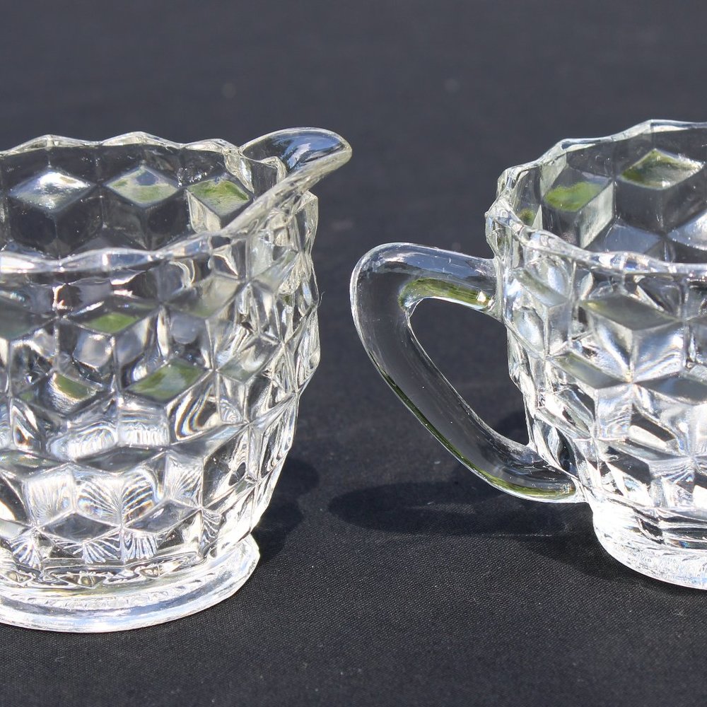 Cube Clear Cream & Sugar Set